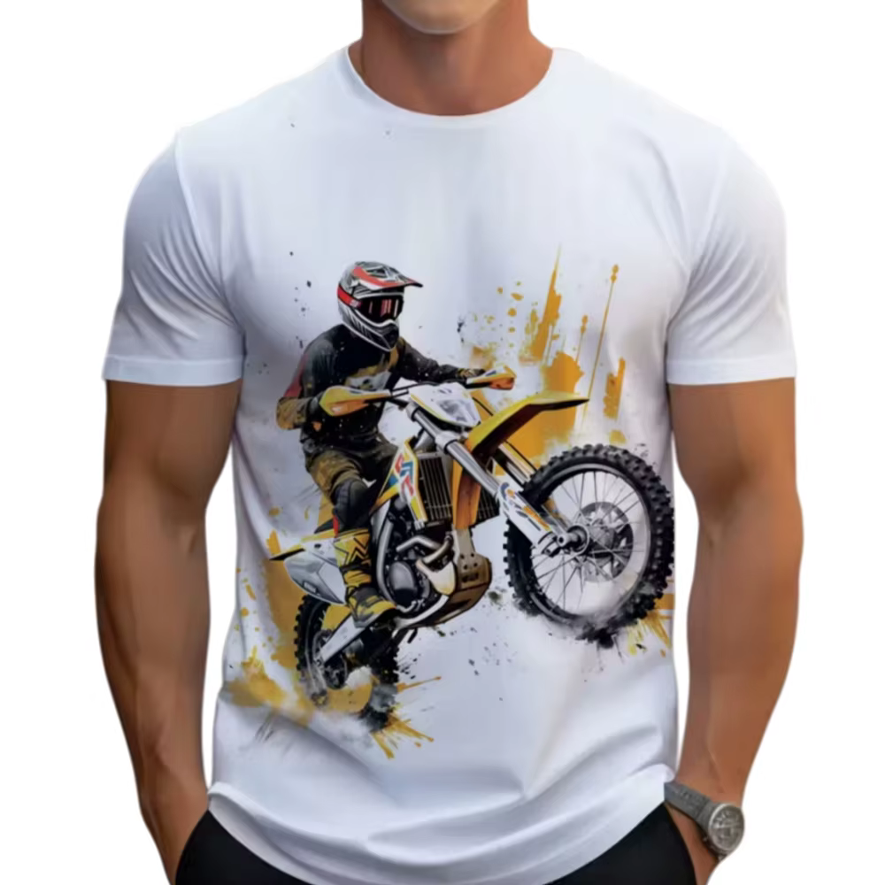 T-shirts pour hommes vintage à imprimé moto, t-shirts graphiques de véhicules à moteur, mode estival