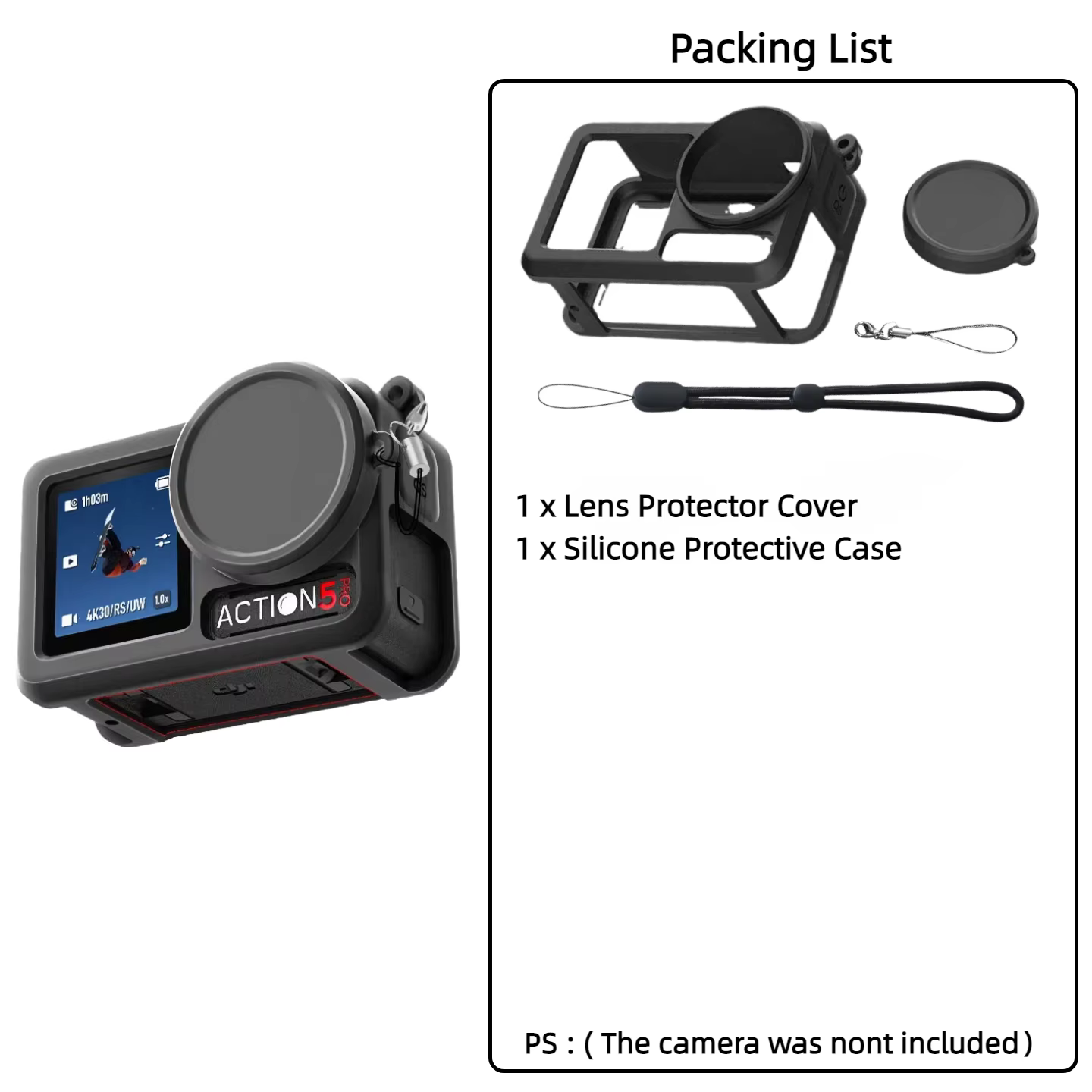 Kit d'accessoires de caméra pour Dji Osmo Action 5 Pro, protection d'objectif/couvercle de protectio