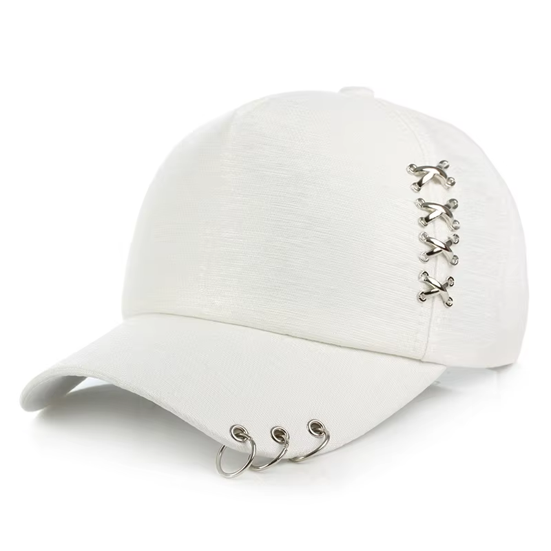 Casquette de luxe mercerisée ventilée avec anneau en métal, parfaite pour le printemps et l'été, sty