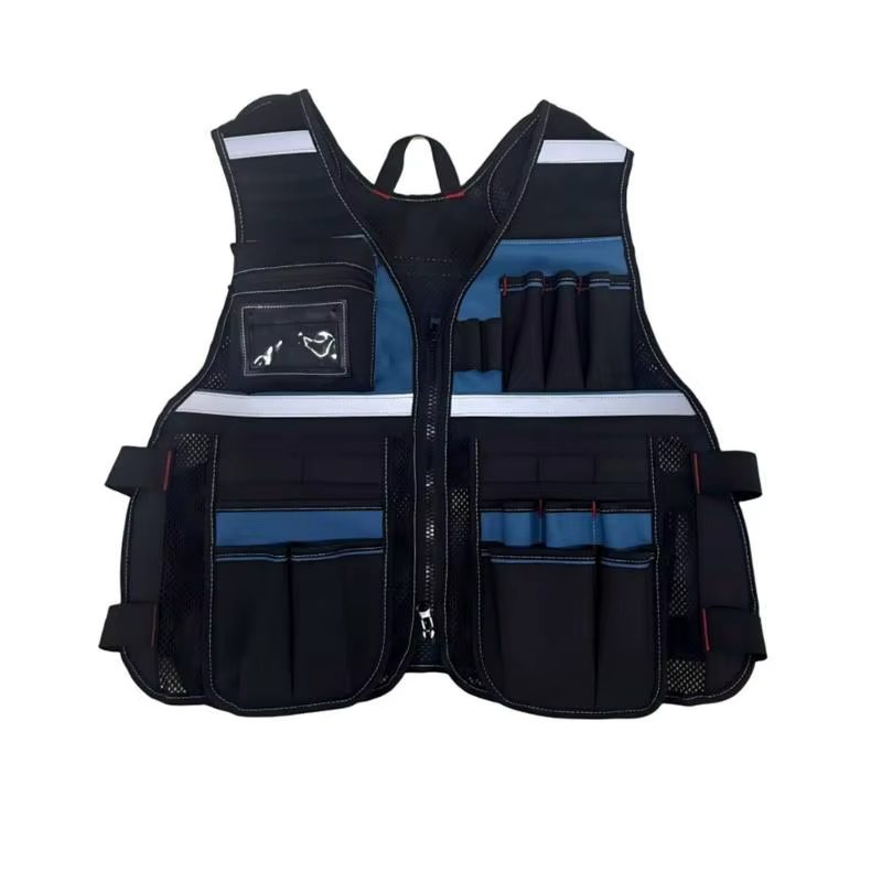Gilet travail pour menuisier qualifié contenant des sections rangement spacieuses une forme conforme
