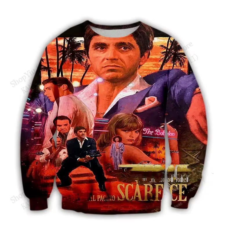 Nouveau film Scarface T-shirt à manches longues Tony Montana impression 3d T-shirt hommes femmes mod