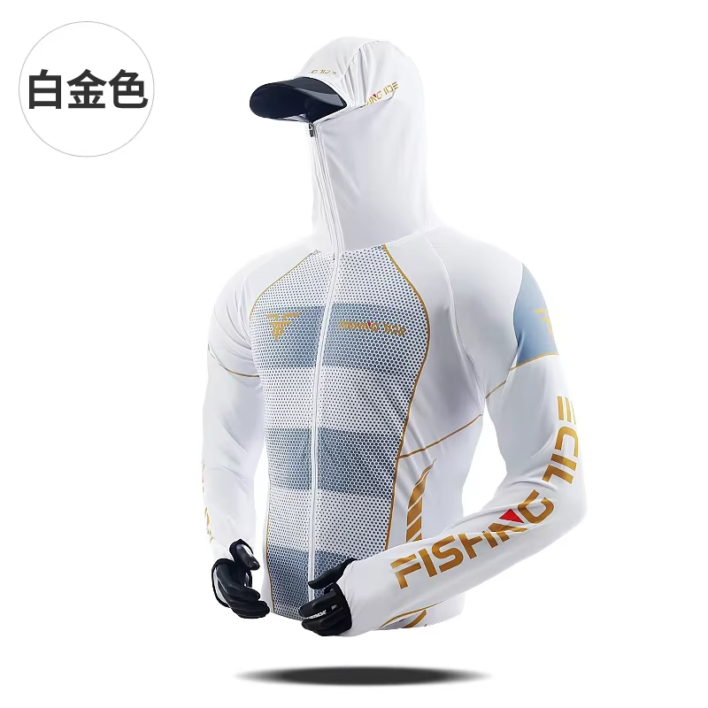 Sweat à capuche de pêche en soie glacée à séchage rapide pour homme, veste d'été fine à manches long