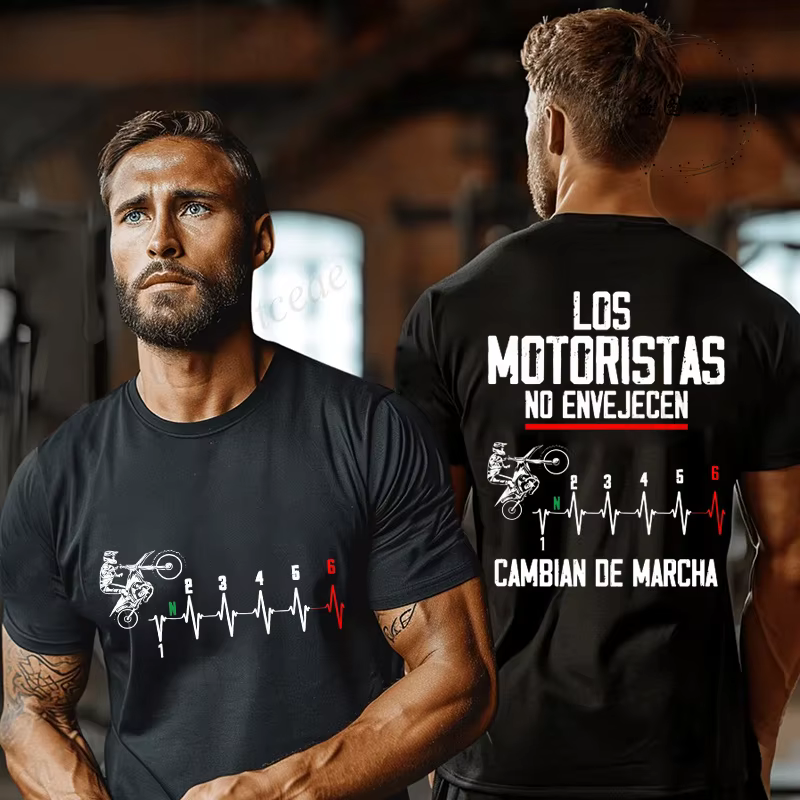 T-shirt de motard espagnol imprimé « Los Motoristas No Envejecen », cadeau d'anniversaire pour motar