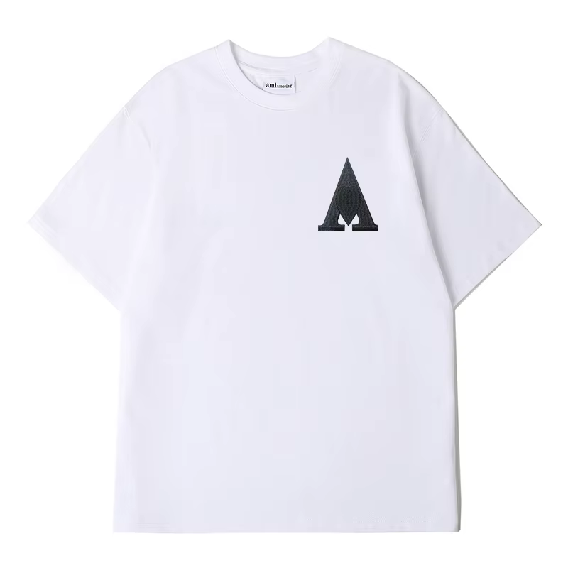 AMI AMORING nouveau hommes noir amour un T-shirt à manches courtes brodé en coton ample sweat à capu