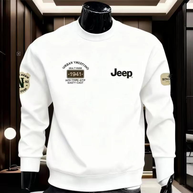 Sweat-shirt en coton pur à manches longues et col rond imprimé, décontracté et polyvalent pour homme