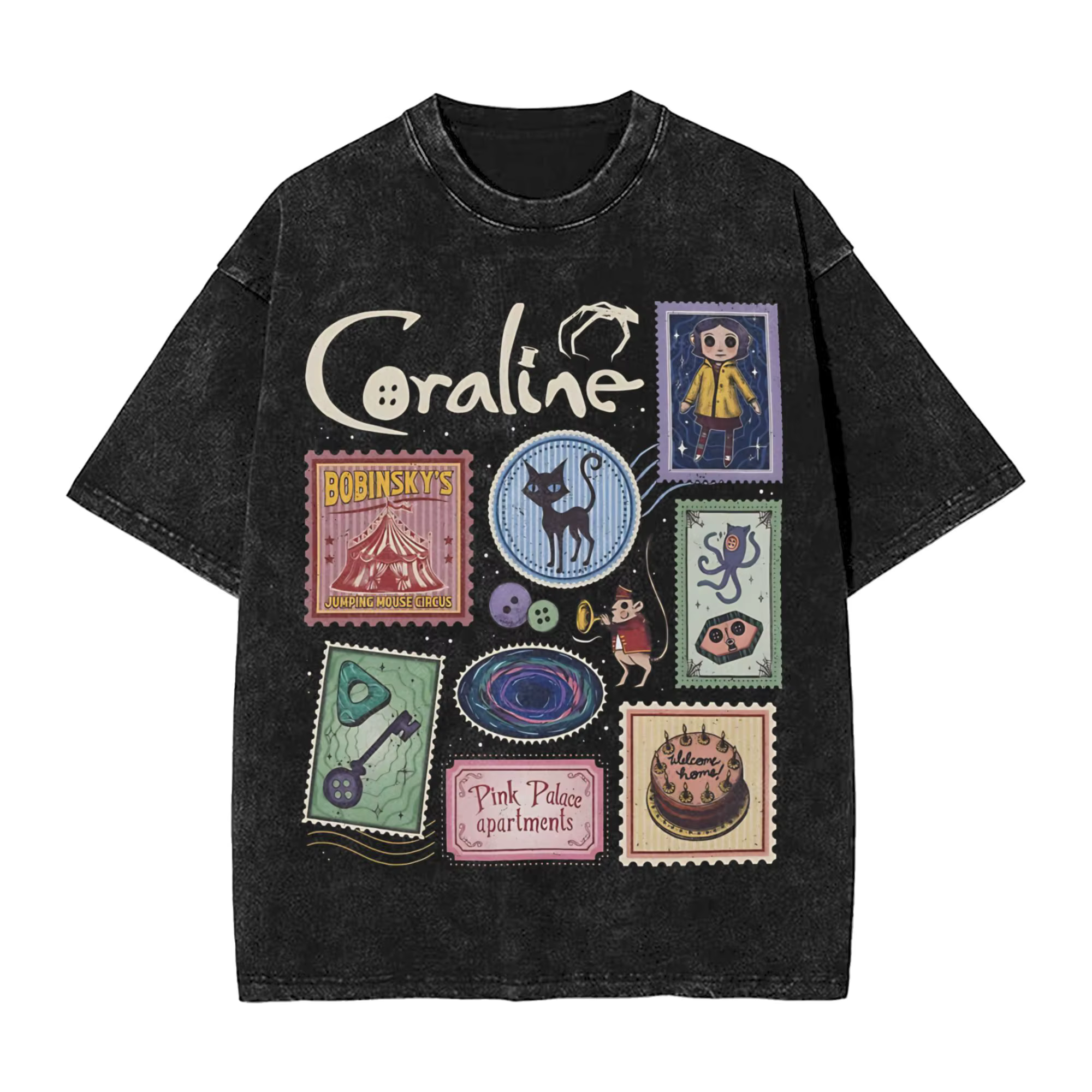 Coraline film Halloween T-Shirts pour hommes mode pur coton t-shirt col rond manches courtes T-Shirt
