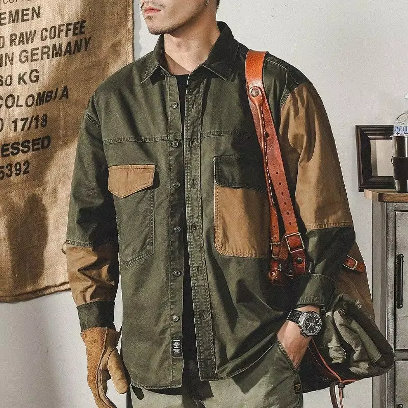Vestes en denim à boutons pour hommes, manteau de cow-boy pour hommes, poches, vêtements monochromes