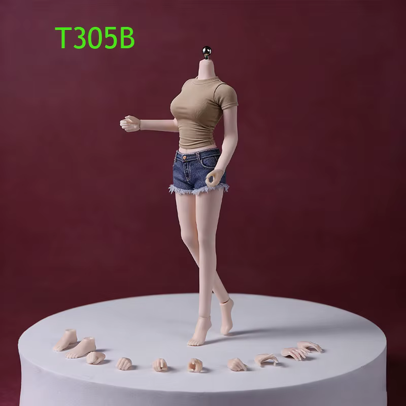 T305 N306 Corps féminin sans couture à l'échelle 1/12, pieds de 14 cm, teint hâlé clair, super flexi