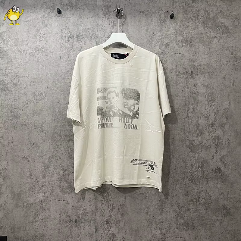 Paly – t-shirt manches courtes col ras du cou pour homme et femme, Streetwear rouge délavé, bonne qu