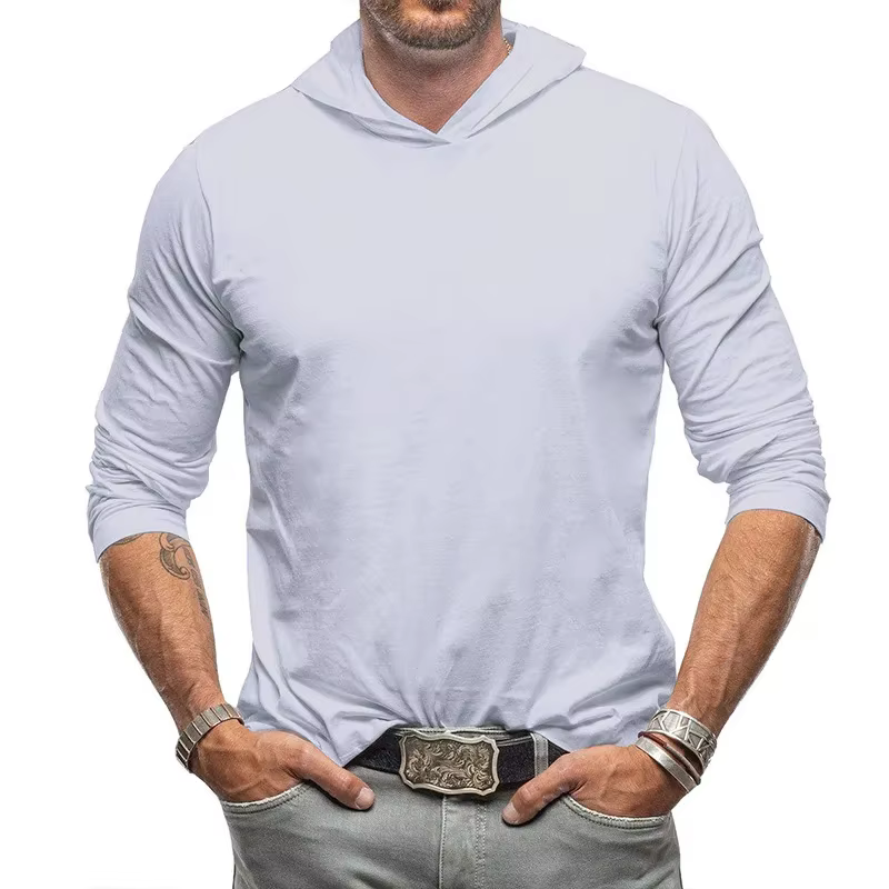 T-shirt à capuche à manches longues pour homme, en pur coton, sous-vêtement, vêtements d'hiver pour 