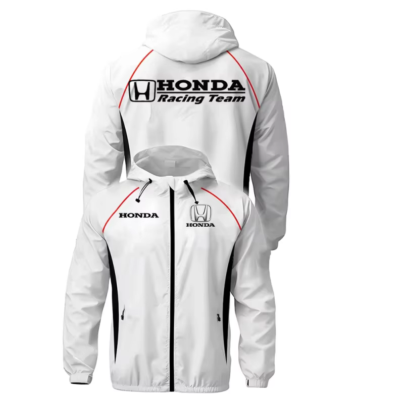 Veste à capuche coupe-vent Honda, légère et résistante au vent, avec visière rétractable, adaptée au