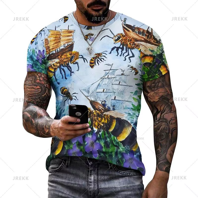 T-shirt graphique équation en accent d'abeille pour hommes et femmes, impression 3D, t-shirts de rue
