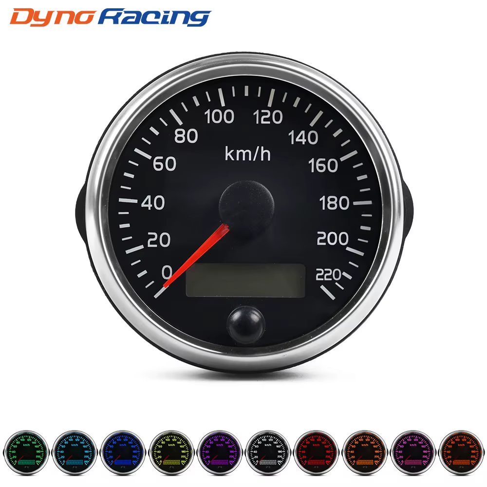 Compteur de vitesse universel 85mm, 220 km/h, avec rétro-éclairage 10 couleurs, 12V 24V, avec écran 