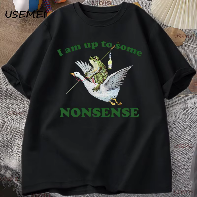 Drôle grenouille Meme t-shirt hommes femmes je suis jusqu'à certains sans sens coton t-shirt col ron