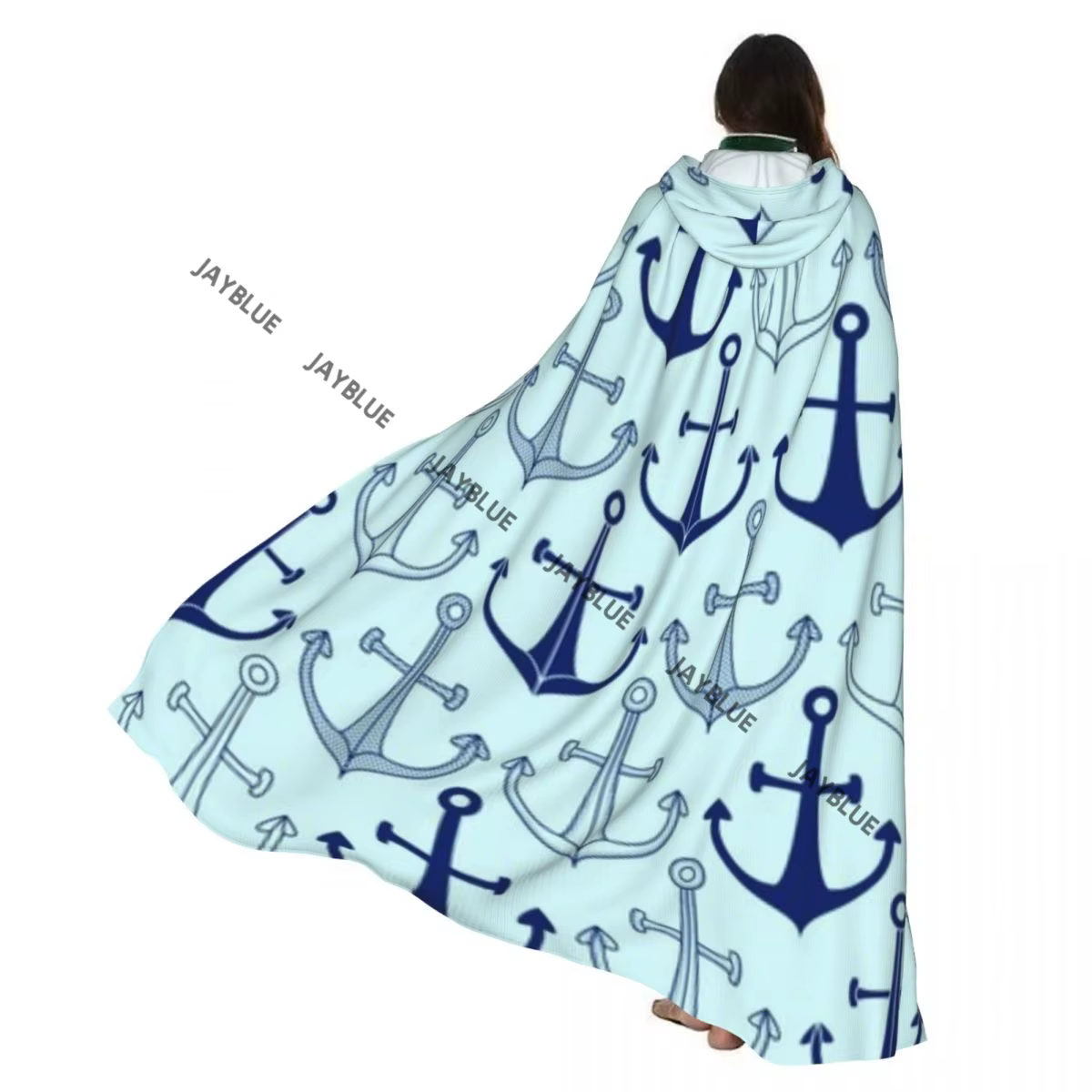 Cape longue Cape ancres motif manteau à capuche manteau automne sweats à capuche