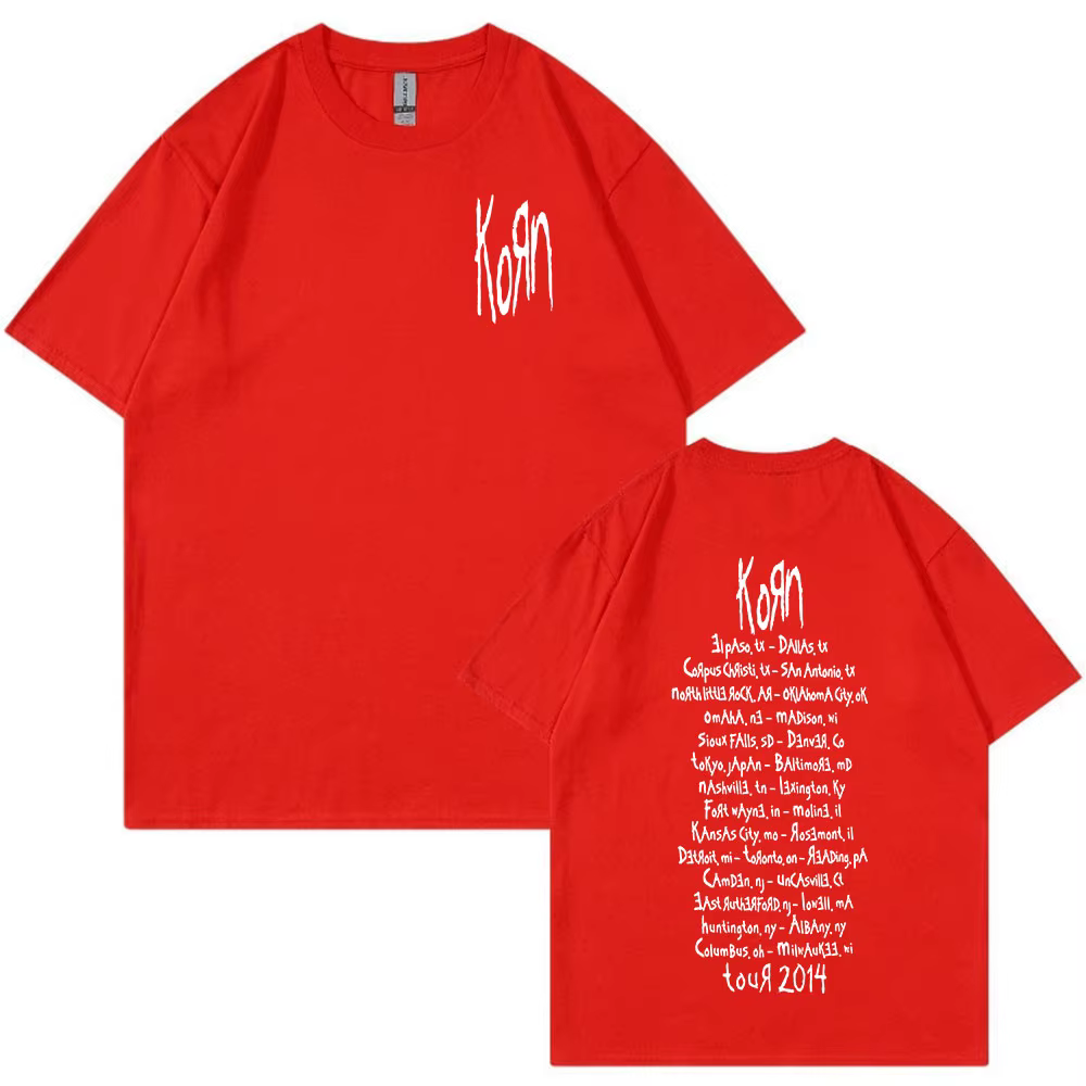 Korn Rock Band WORLD TOUR T-shirt Manches Courtes Homme, Streetwear, Vêtements, Mode, Vintage, Métal