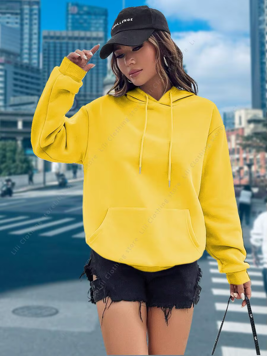 Sweat à capuche pour femmes, essentiel de base, couleur unie, pulls pour femmes, hauts de haute qual