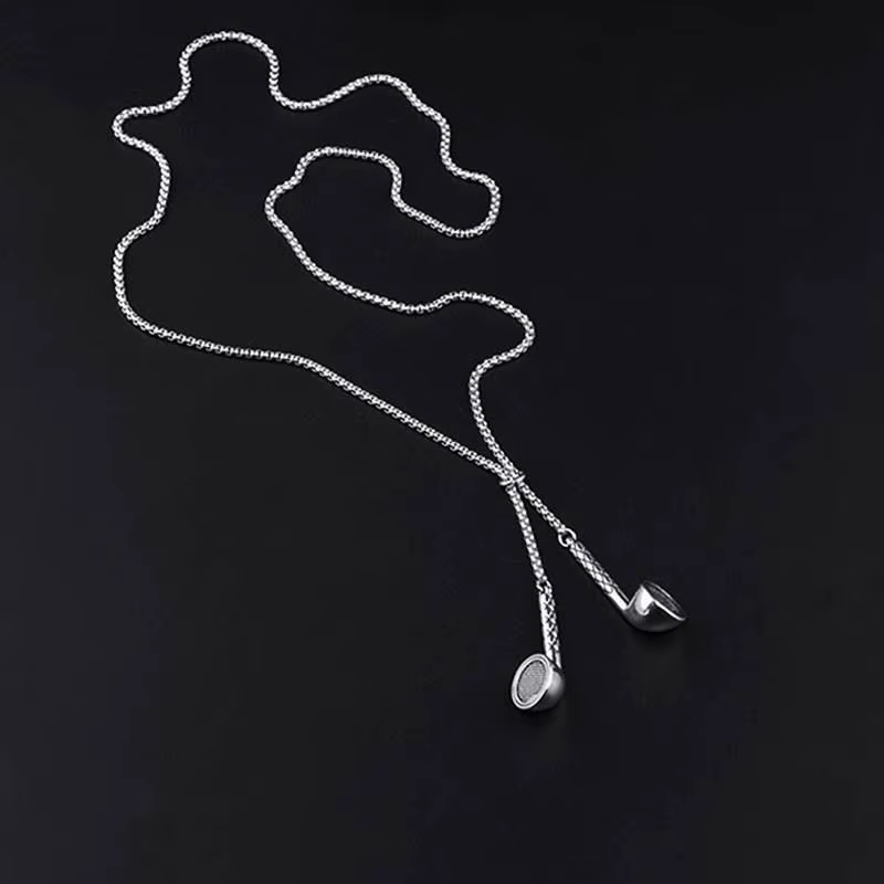Collier réglable personnalisé avec conception d'écouteurs Hip-hop pour femmes et hommes, chaîne de c