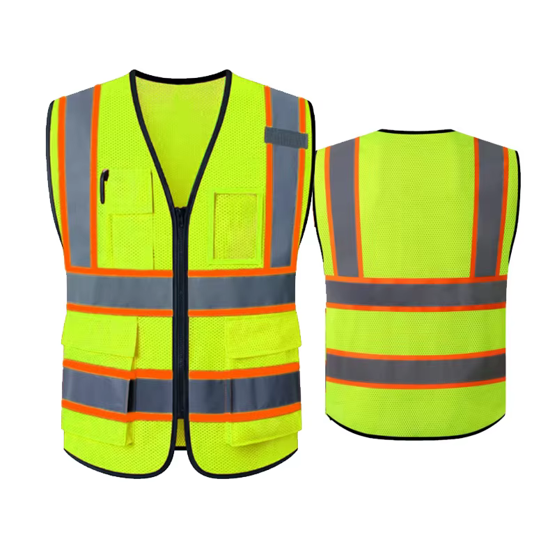 Gilet de travail avec poches à outils, maille respirante, gilet de Construction sur route, Costume, 