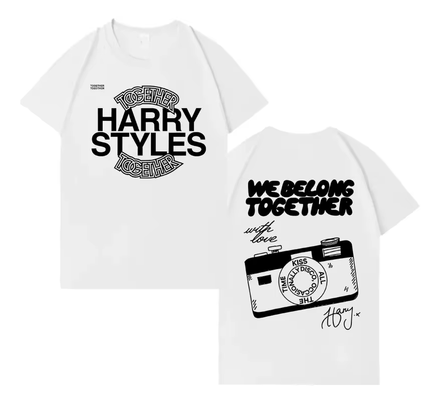 T-shirt de l'album du chanteur Harry Styles Together World Tour 2026, T-shirt oversize en coton pour