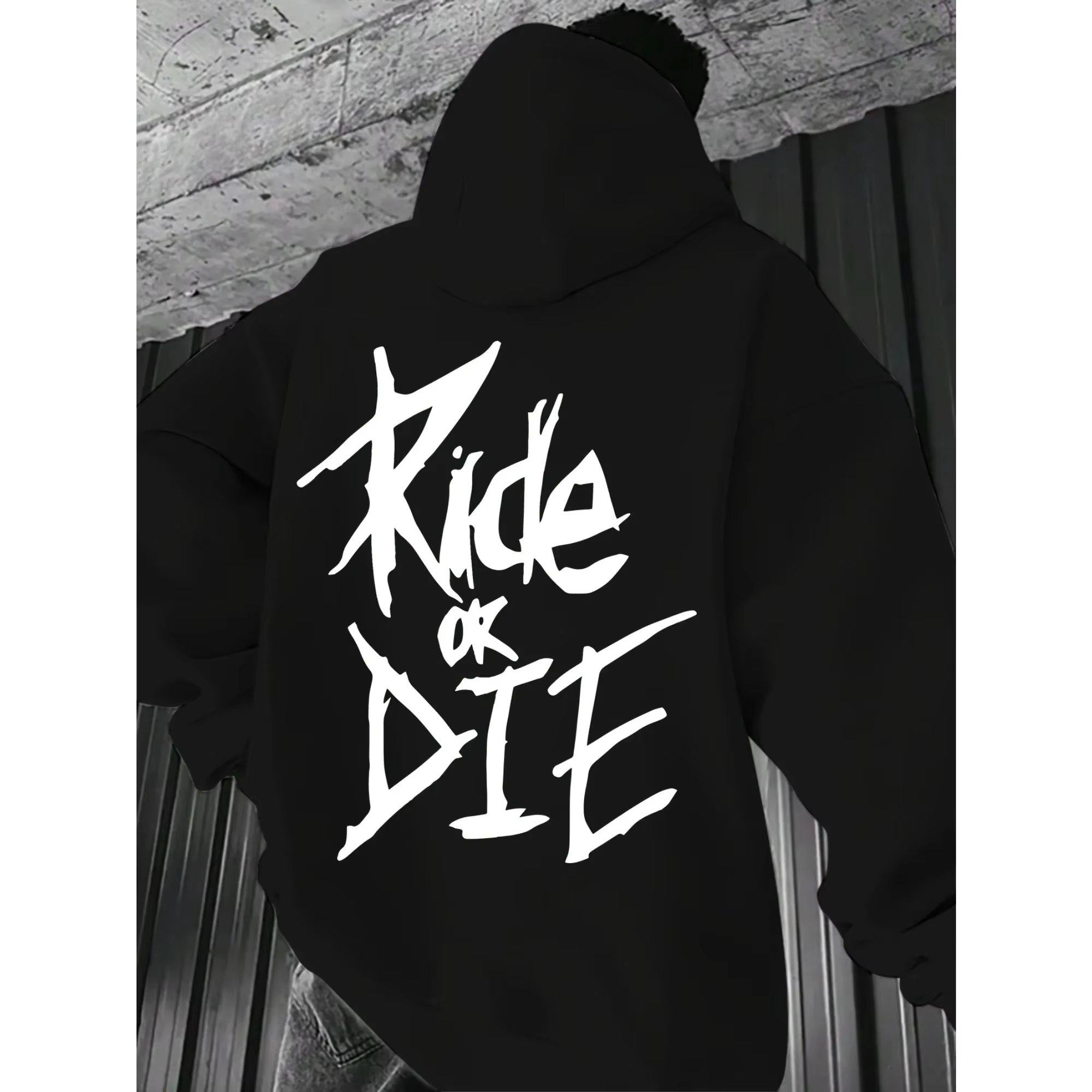 Sweat à capuche pour hommes avec lettrage Ride or Die imprimé adulte pull sweat rue décontracté conf