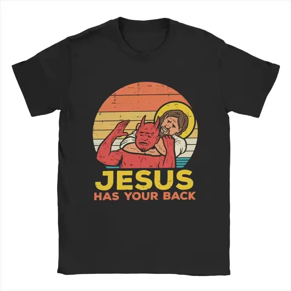 T-shirt Jiu Jitsu Jésus a ton dos pour hommes et femmes, streetwear des années 80, coton, haute qual