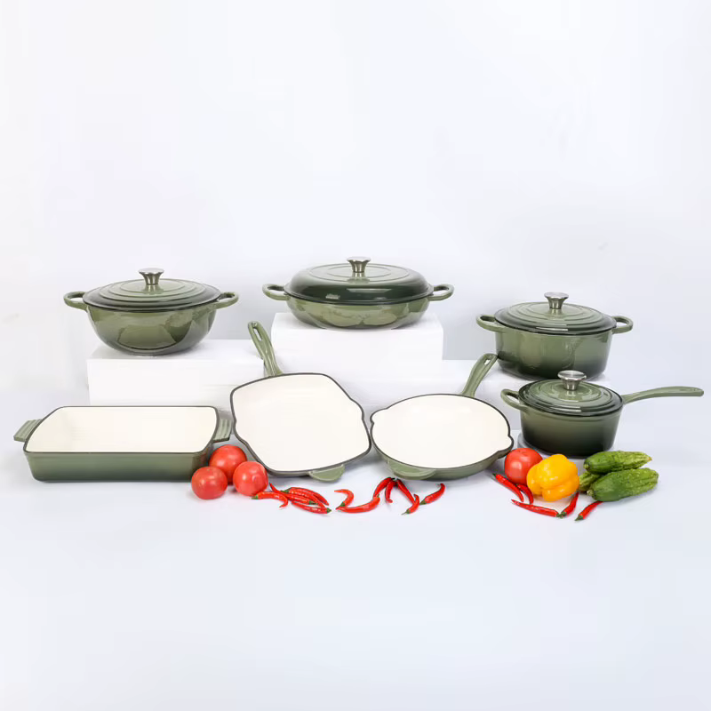 Batterie de cuisine en fonte émaillée au détail, ustensiles de cuisine antiadhésifs, Casserole en ém