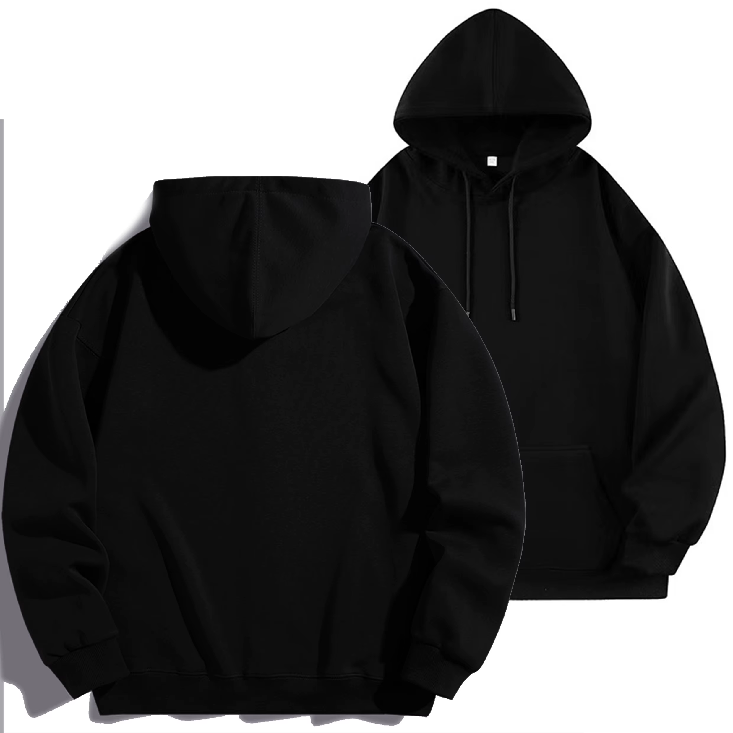 Sweat-shirt à capuche noir personnalisé avec logo DIY, en coton pur, à manches longues, pull décontr