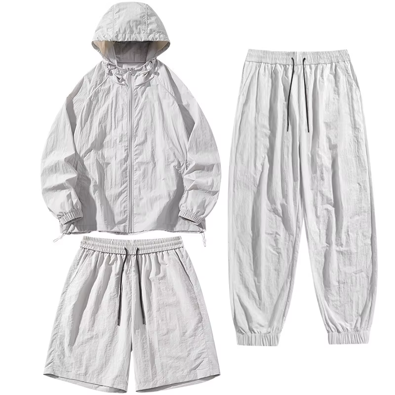 Ensemble de vêtements de protection UV en nylon et soie glacée pour l'extérieur, avec chapeau respir