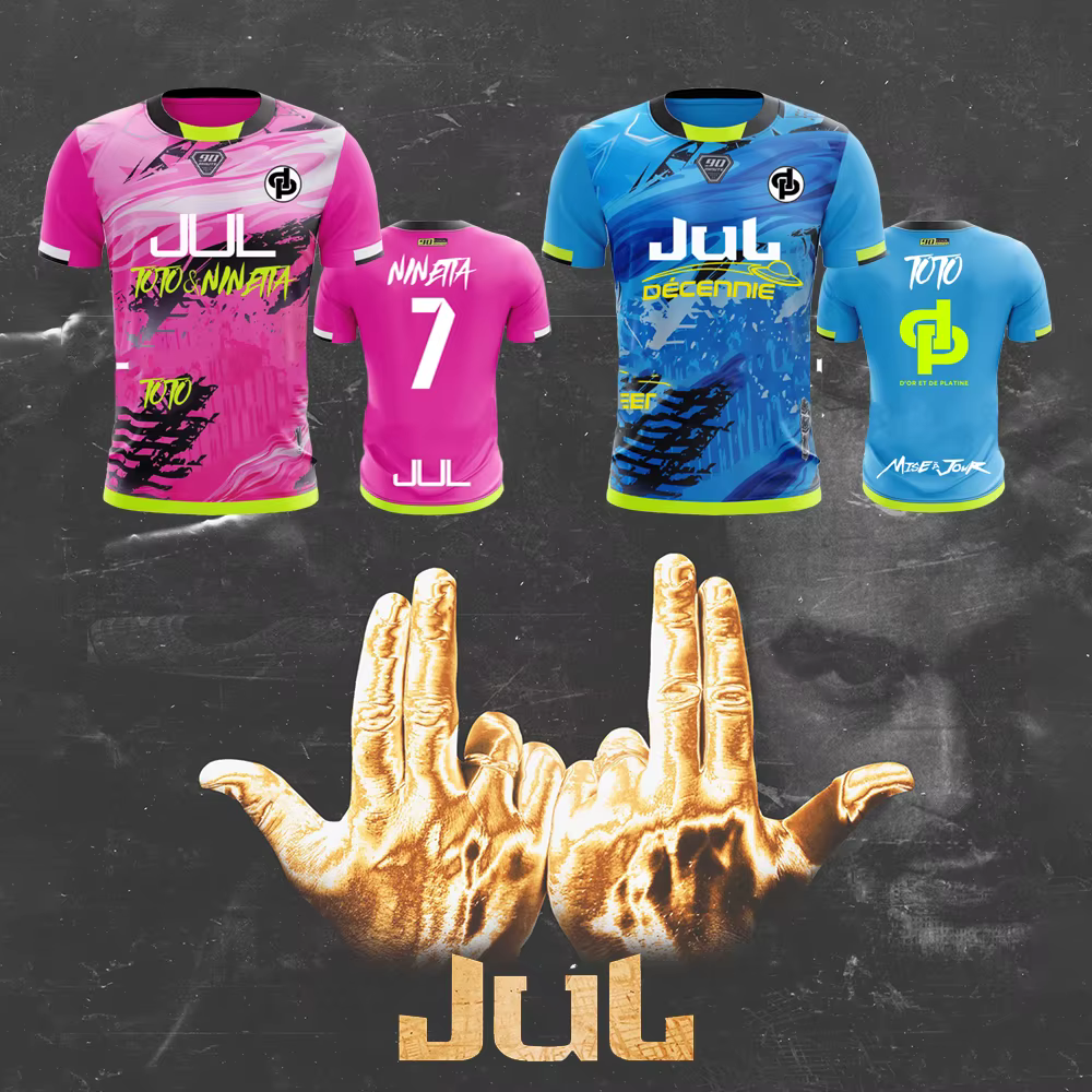 Nouveau Maillot JUL T-shirt été jeunesse respirant et séchage rapide formation Football chemises uni