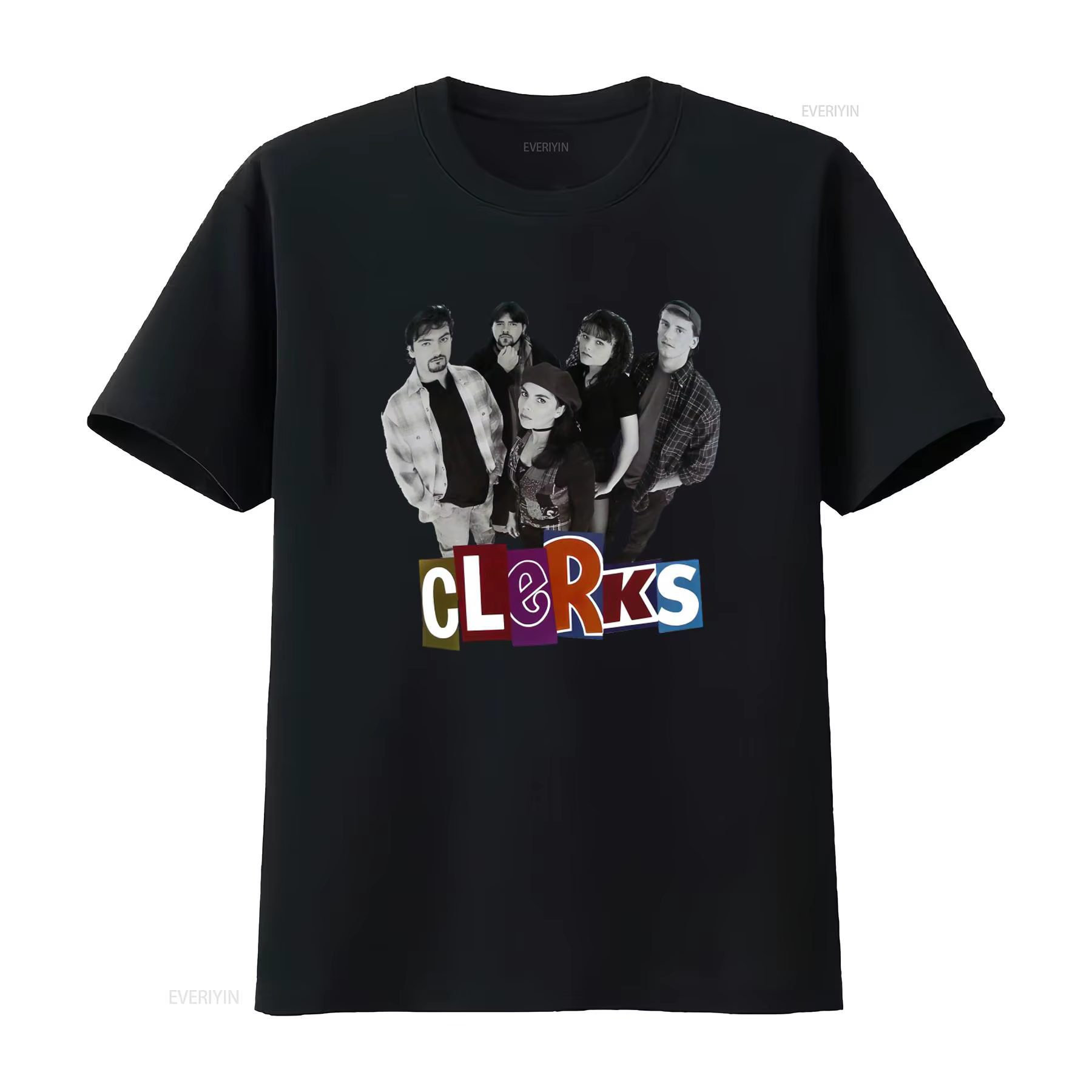 T-shirt Clerks Movie Cast pour un style décontracté vintage, streetwear délavé, extensible, polyvale