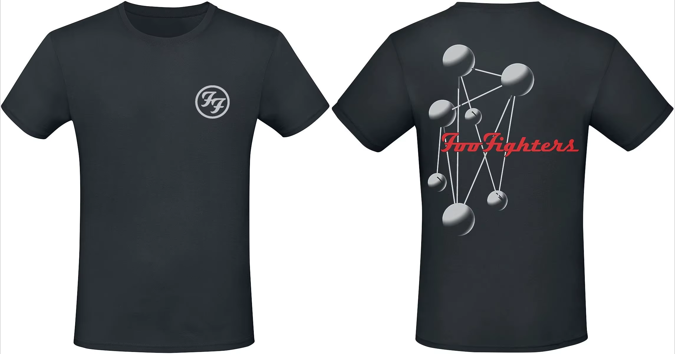 Foo Fighters Iconic FF Molecule Logo Print T-shirt en pur coton unisexe respirant pour fans de rock 