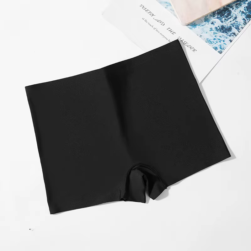Boxer en soie glacée pour femmes, sous-vêtements féminins sans couture, taille haute, élasticité, cu