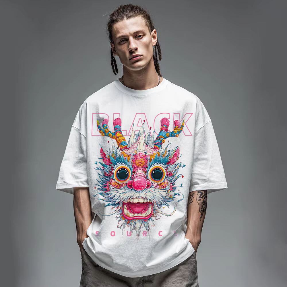 T165 T-shirt à manches courtes pour hommes, marque à la mode Lion éveil, haut ample d'été de grande 