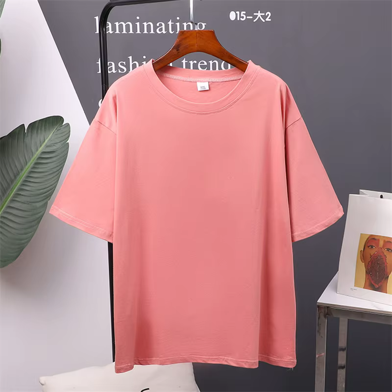 T-Shirt d'été en coton pour femmes, surdimensionné, solide, couleur bonbon, hauts amples