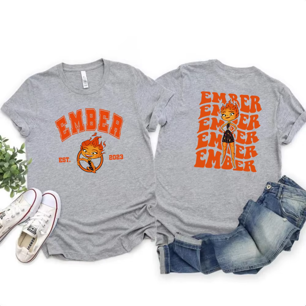 T-shirt manches courtes, motif Wade et Ember, avec face Chim2, motif Magic Kingdom, WDW