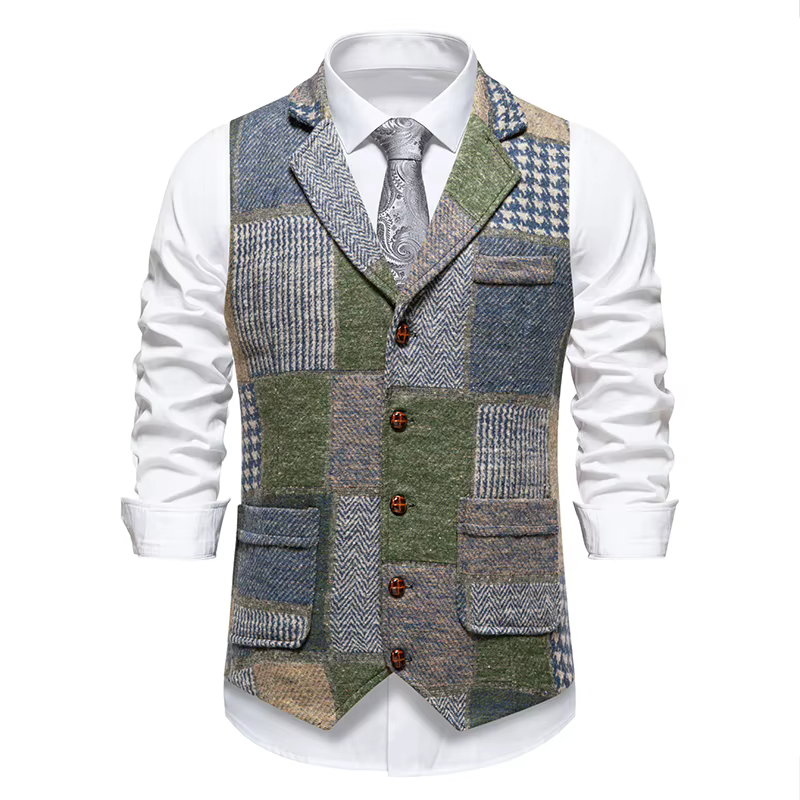 Hommes costume gilet combinaison couleur gilet affaires mariage col rabattu hommes robe Blazer gilet