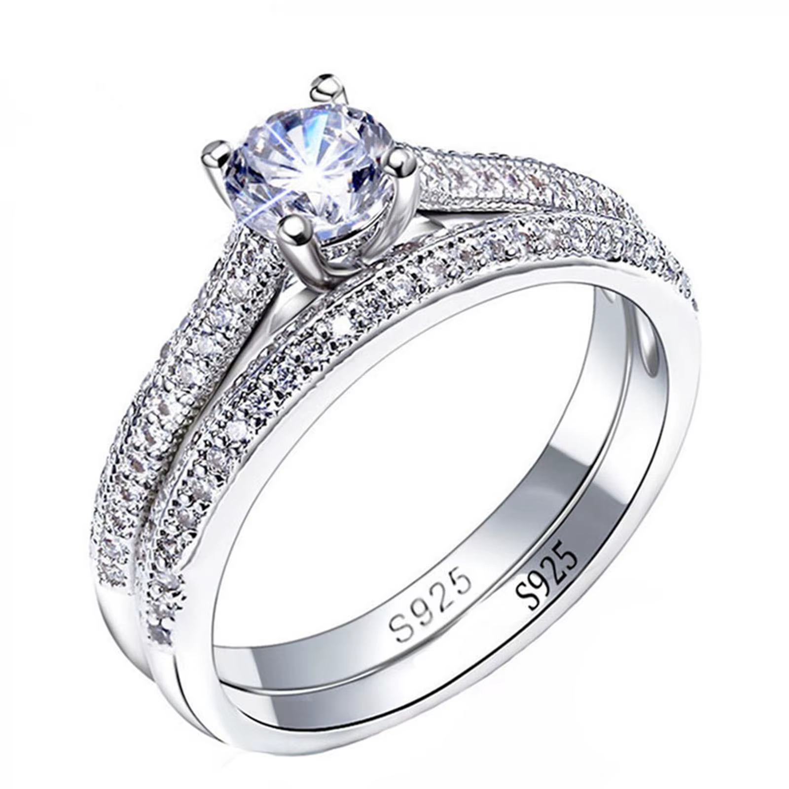 1 paire de bagues de mariage Vintage Halo en argent Sterling 925, ensemble pour femmes, cadeau d'ann