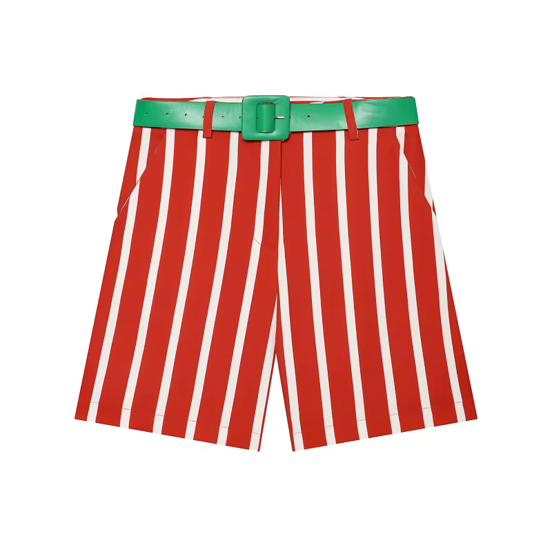 Shorts Bermuda rayés pour femme, taille haute, décontractés, pour l'été, la plage, mini-shorts avec 