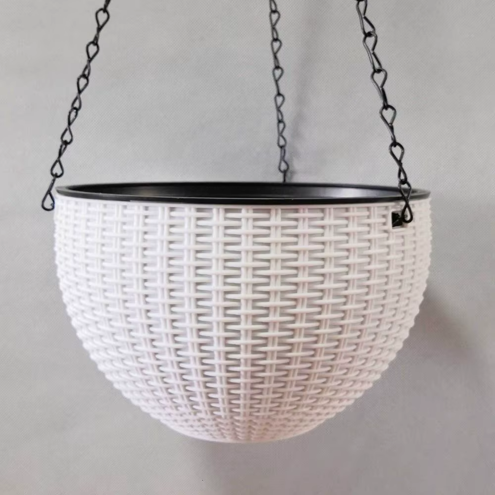 Décoration de jardin, paniers tressés en plastique, décoration d'intérieur avec chaîne, pots de fleu