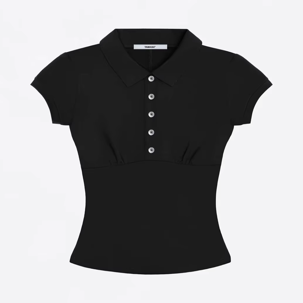 Débardeur violet col polo T-shirt coupe ajustée épaule régulière haut à manches courtes bébé tee