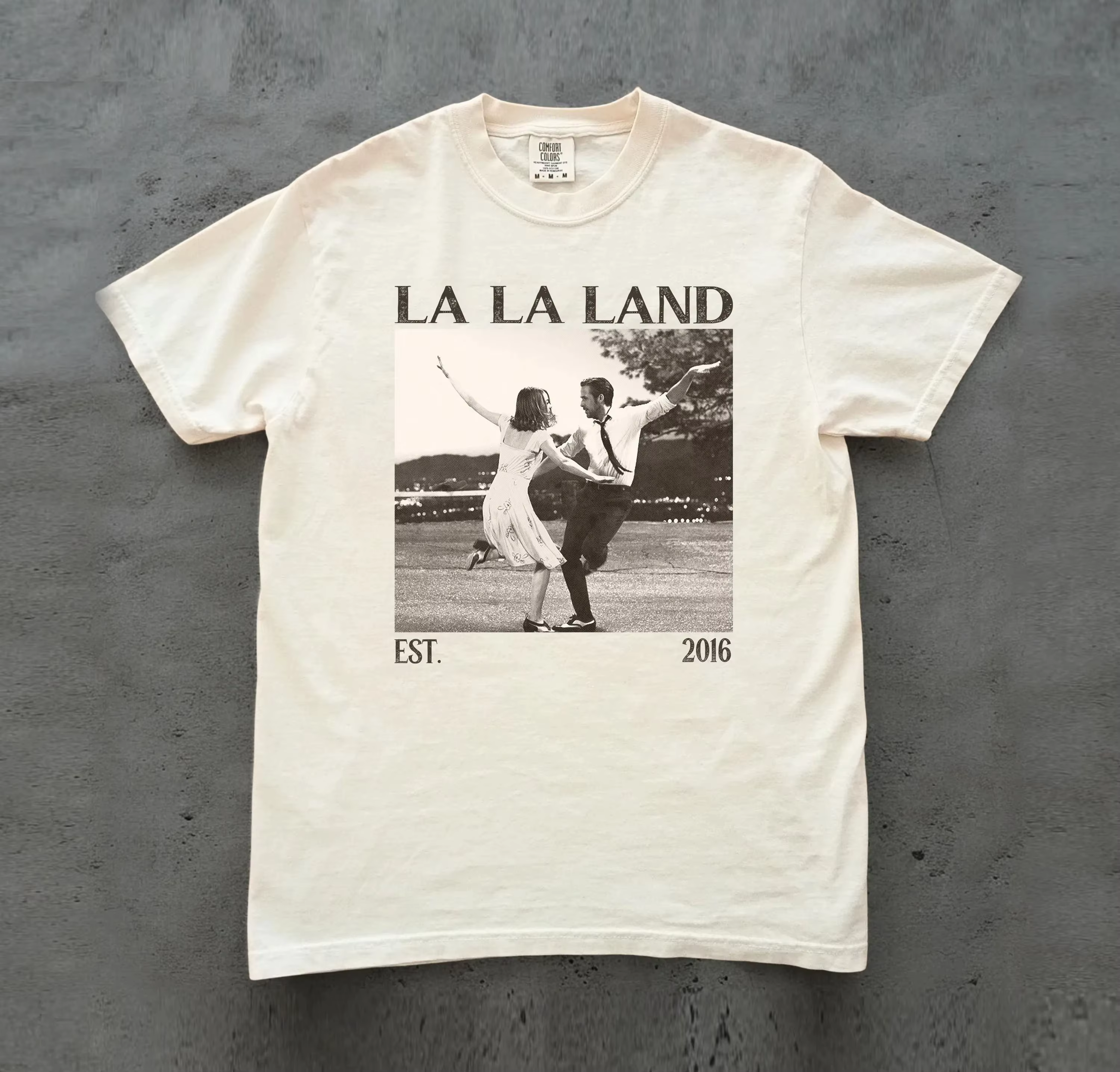 T-shirt à thème cinématographique inspiré de « La La Land », T-shirt confortable à col, T-shirt rétr