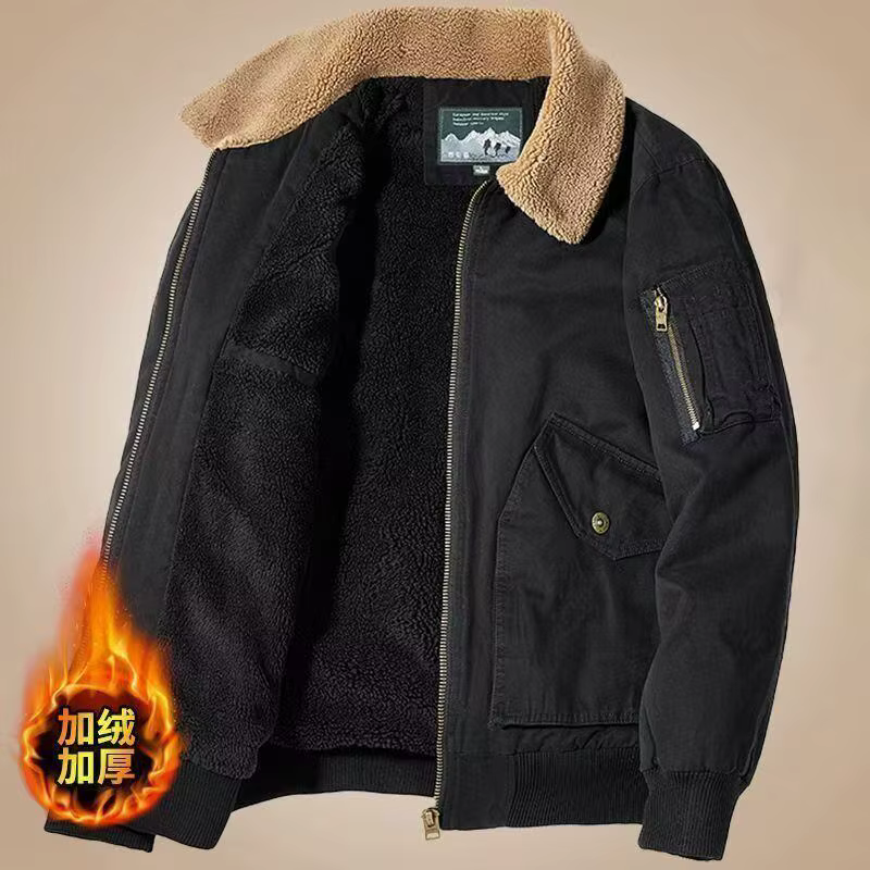 Veste Cargo d'hiver pour hommes, vestes en cachemire d'agneau de haute qualité, manteau chaud épais,