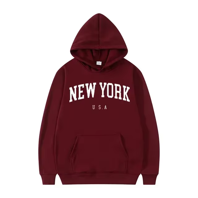 Sweat-shirts à capuche unisexe New York U.S.A City, imprimés lettres graphiques, coupe ample décontr