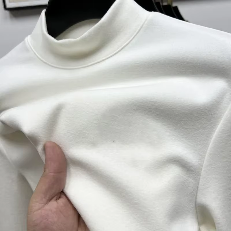 T-shirt thermique à manches longues pour homme, en polaire double face, col semi-montant, sous-vêtem