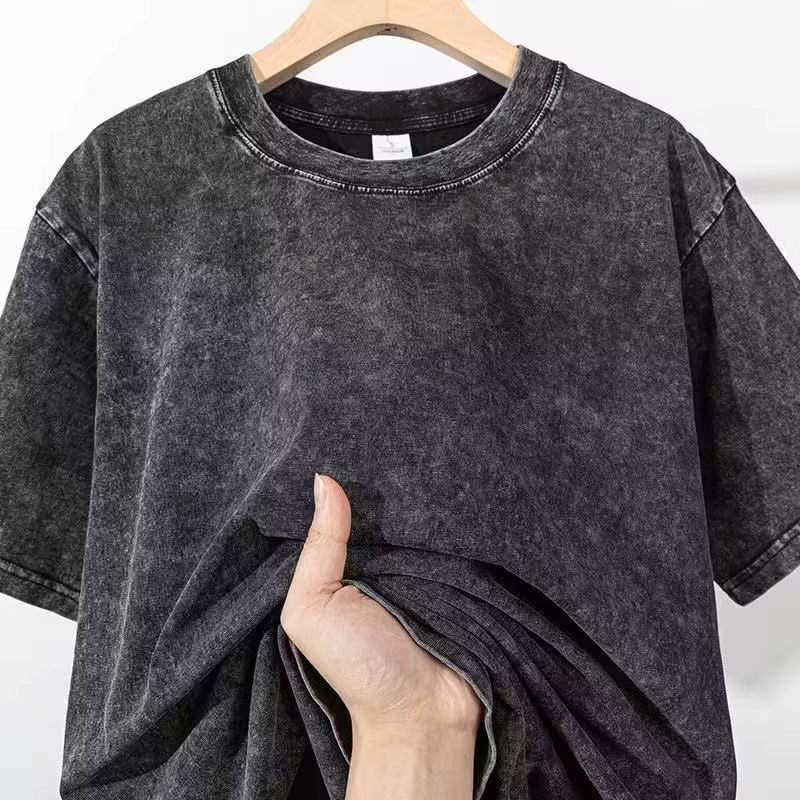 T-shirt d'été pour hommes 230G coton lourd Vintage lavé T-Shirts surdimensionné à manches courtes en
