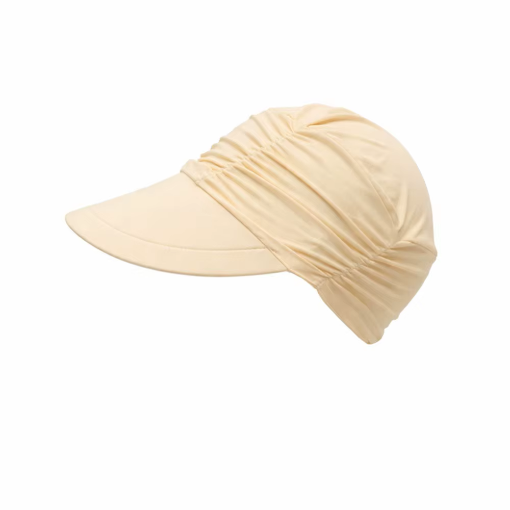 Casquette de soleil pour femme à large bord, ajustement élastique, design plissé, visière rafraîchis