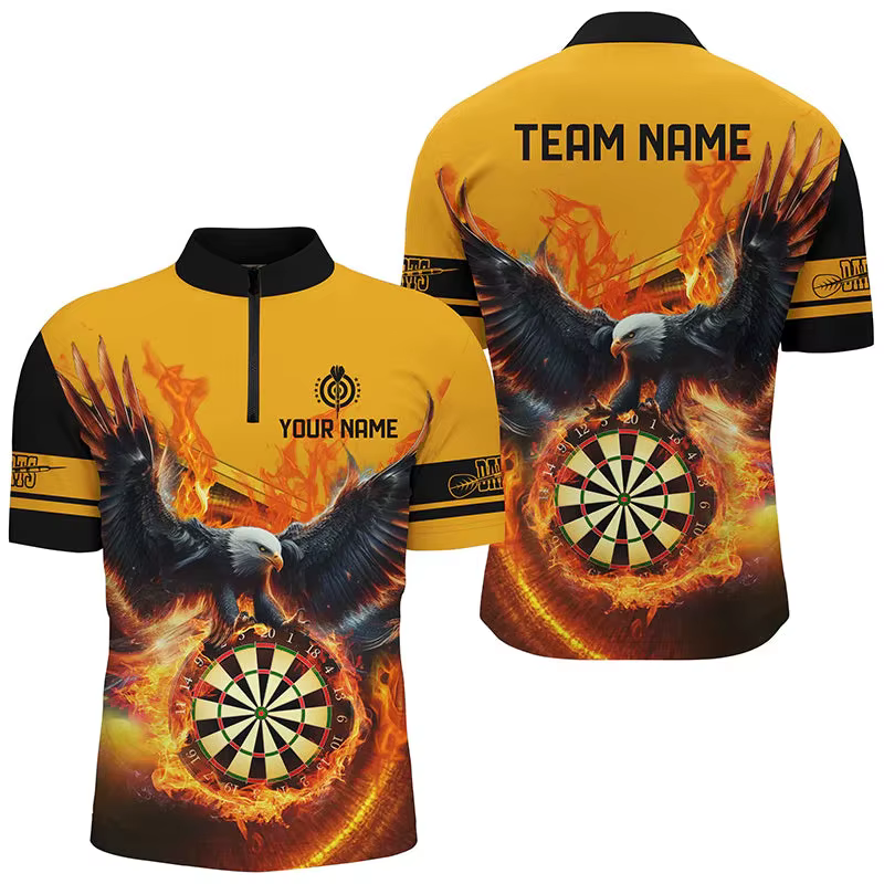 Nouveau T-shirt POLO personnalisé avec impression 3D, motif de lancer de fléchettes, fermeture éclai