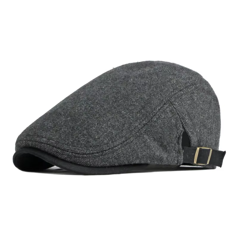Casquette Gavroche Vintage en Tweed pour Homme, Style Décontracté, Motif Chevrons Classique, Boucle 