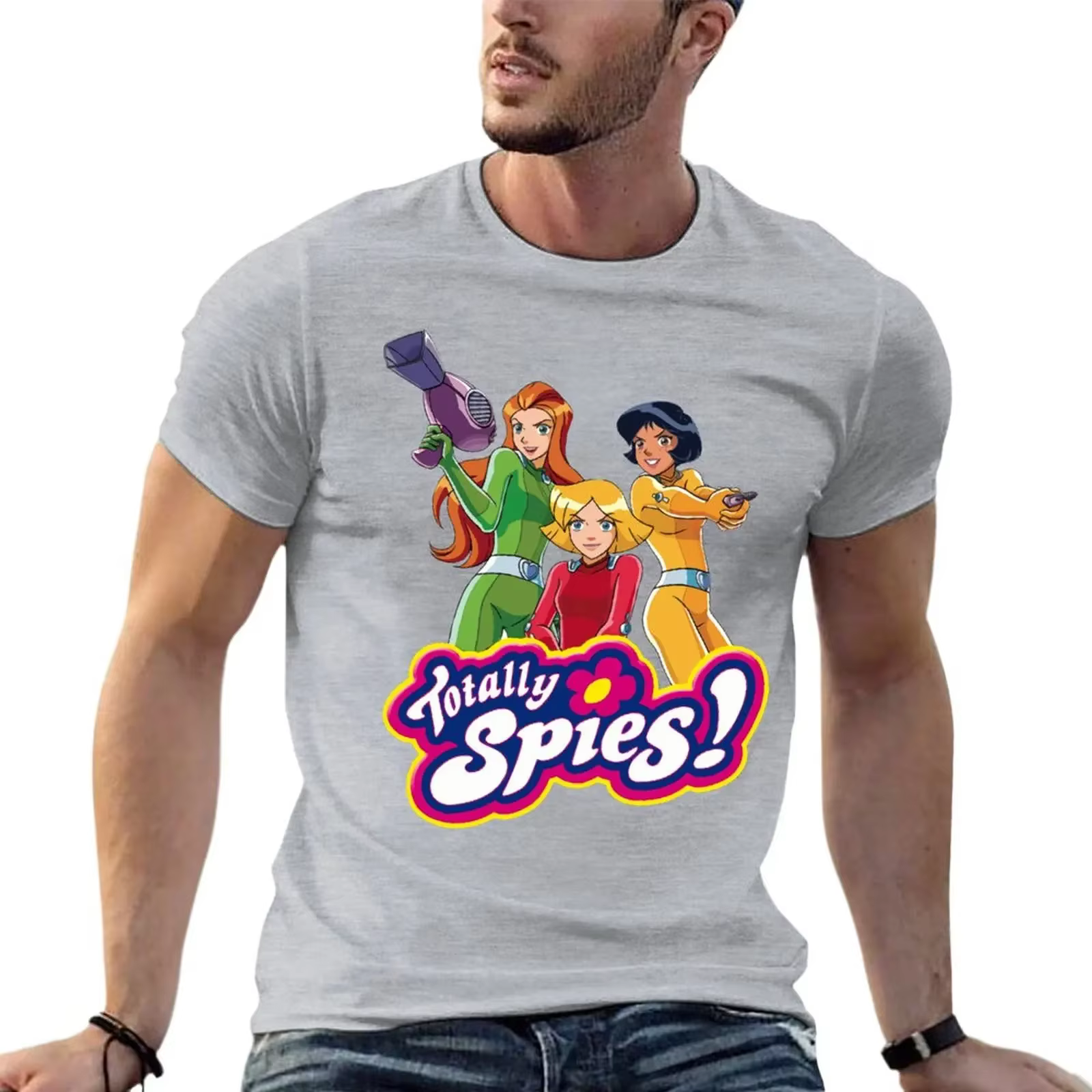 Totally Spies Respzed T Shirt pour Homme, Vêtements de Marque, 100% Coton, Streetwear, Grande Taille